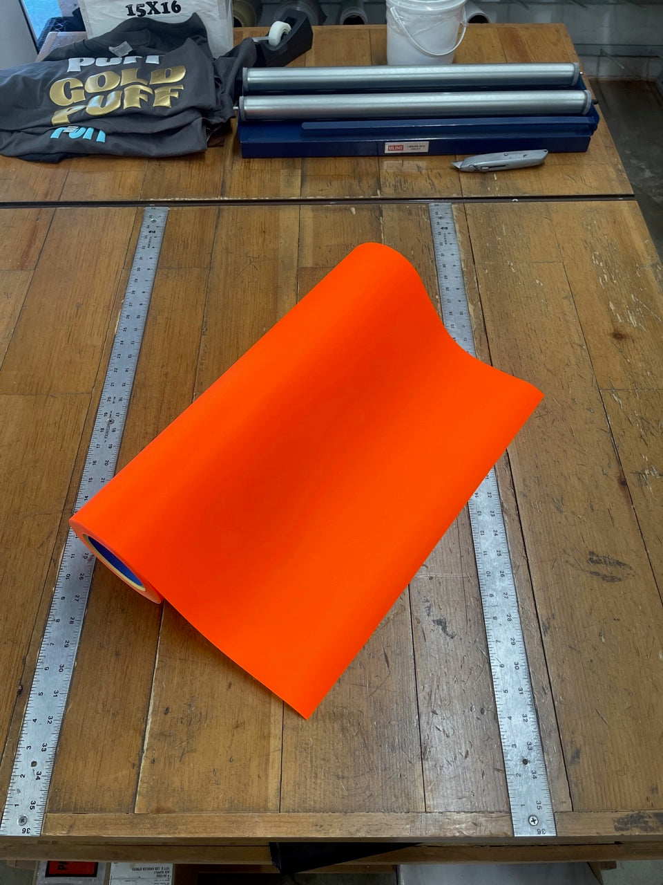 Puff Orange Neon Fluorescent Heat Transfer Vinyl 19" Width HTV
