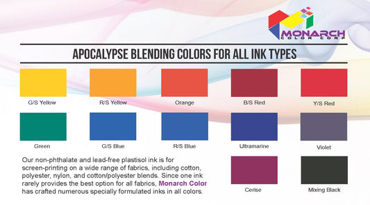 Monarch Apocalypse LB Colors Plastisol Screen Printing Inks Low Temp Poly/Poly Blend Blending Mixing System MX1-0103 MX R/S Yellow